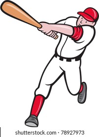 vector illustration of a baseball player batting cartoon style isolated on white