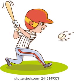  Vector illustration of a Baseball Player boy