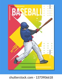 Vector Illustration Baseball Player Hitting Ball Stock Vector (Royalty ...