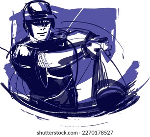 vector illustration of the baseball player hitting with a baseball bat