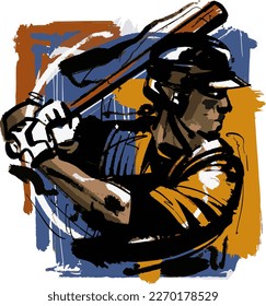 vector illustration of the baseball player hitting with a baseball bat