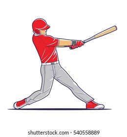 Vector illustration of a baseball player hitting the ball. summer sports, team game.