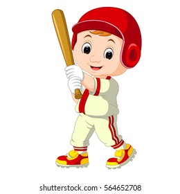 vector illustration of Baseball Player Kid cartoon