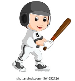 vector illustration of Baseball Player Kid cartoon
