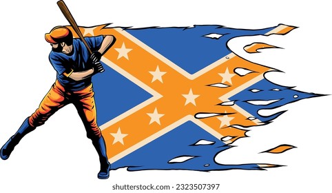vector illustration of Baseball player with northerner flag