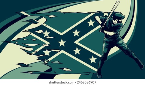 vector illustration of Baseball player with northerner flag