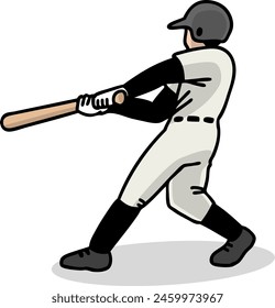 Vector illustration of a baseball player wielding a bat