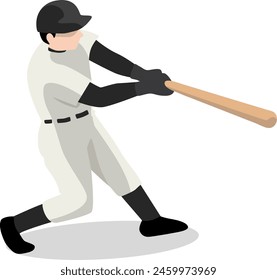 Ilustración vectorial de un jugador de béisbol blandiendo un bate