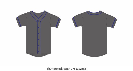 Vector illustration of baseball shirt. Front and back views