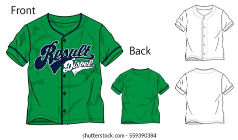 Vector illustration of baseball shirt. Front and back views