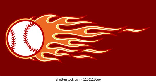 Vector illustration of baseball softball ball with hotrod flame shape. Ideal for printable sticker decal sport logo design and any decoration.