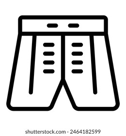 Vector illustration of a basic men's shorts design, in a simple black and white line art style