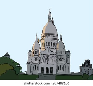 Vector illustration of Basilique du Sacre Coeur, Paris