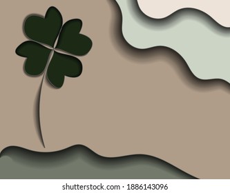 Vector illustration.The basis of the image is made in four colors. These are shades of gray and beige. This background depicts a dark green quatrefoil. All element have a shadow at the top right corne