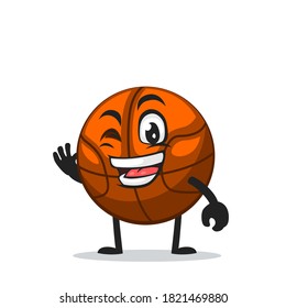 ilustración vectorial de mascota o personaje de baloncesto con mano agradable