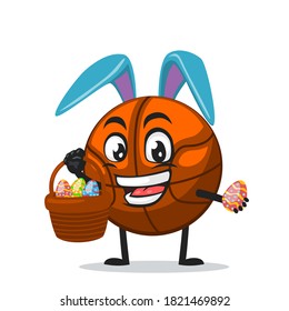 vector illustration of basket ball mascot or character wearing bunny hat