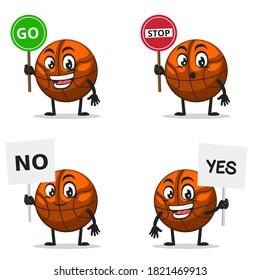 vector illustration of basket ball mascot or character collection set with sign theme