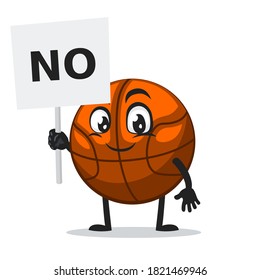 vector illustration of basket ball mascot or character holding sign says no