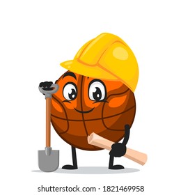 ilustración vectorial de la mascota de baloncesto o del personaje que usa disfraz de constructor