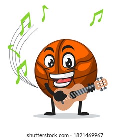 vector illustration of basket ball mascot or character playing guitar