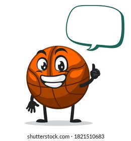 vector illustration of basket ball mascot or character says with blank balloon speech