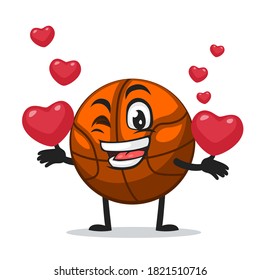vector illustration of basket ball mascot or character bring love symbols