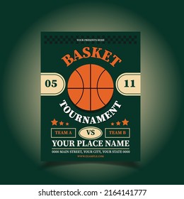 Vector Illustration Of Basket Ball Tournament Flyer, Poster