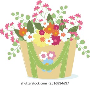 Vector illustration of basket of flower