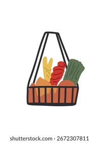 cesta de ilustração de vetor com compras