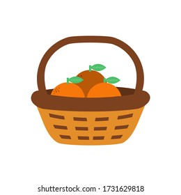 Vector illustration of a basket with oranges.