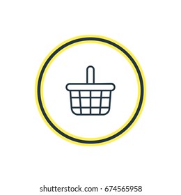 Vector Illustration Of Basket Outline. Beautiful Trading Element Also Can Be Used As Pottle Element.