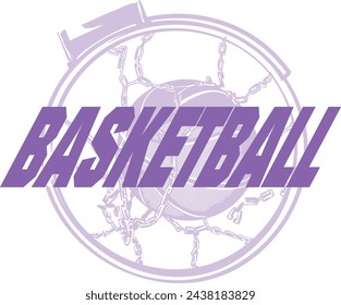 vector illustration of the  basketball ball and chain hoop