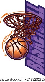 vector illustration of the basketball ball with flames