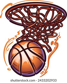 vector illustration of the basketball ball with flames