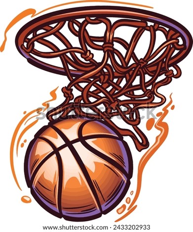 vector illustration of the basketball ball with flames