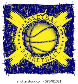Vector illustration basketball ball and inscription basketball for t-shirt design