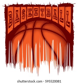 Vector illustration basketball ball and inscription basketball for t-shirt design