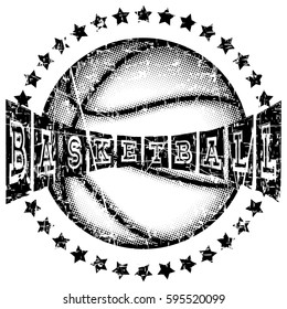 Vector illustration basketball ball and inscription basketball for t-shirt design