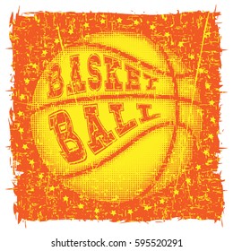 Vector illustration basketball ball and inscription basketball for t-shirt design