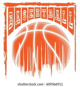 Vector illustration basketball ball and inscription basketball for t-shirt design