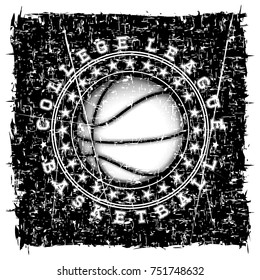 Vector illustration basketball ball and inscription basketball college league
