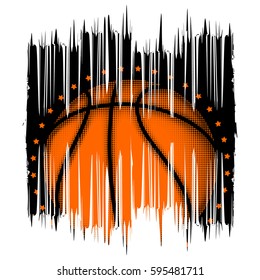 Vector illustration basketball ball on grunge background for t-shirt design