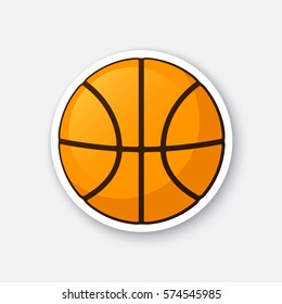 Vector illustration. Basketball ball. Sports equipment. Cartoon sticker in comics style with contour. Decoration for greeting cards, posters, patches, prints for clothes, emblems