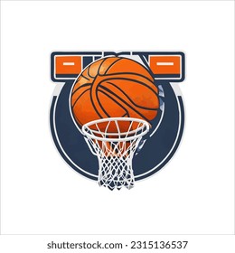 vector illustration of a basketball, black and red colors, abstract background.