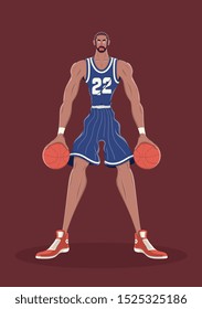 Vector illustration of a basketball champion standing and waiting