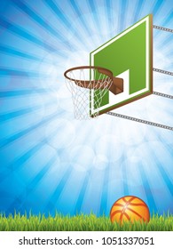 Vector illustration of basketball concept with hoop and ball.