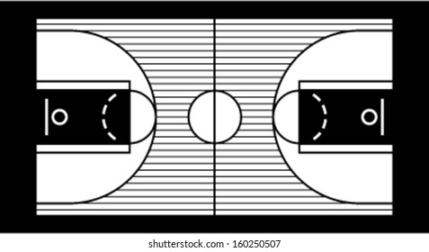 Vector illustration of a basketball court
