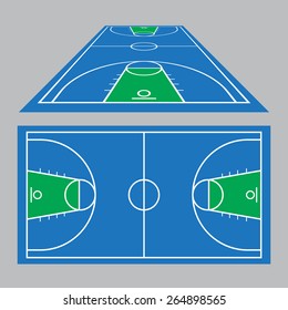 Vector Illustration of the Basketball Court Field Ground in blue and green