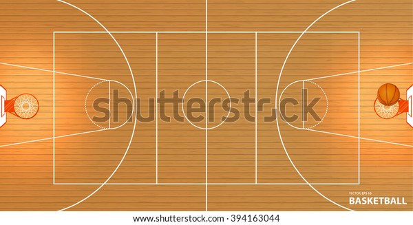 Vector Illustration Basketball Court Top View Stock Vector (Royalty ...