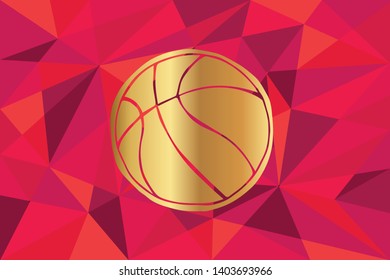 Vector Illustration of Basketball Icon with Red Polygon and Geometric. Graphic Design for Template, Layout, Background, Poster and More.
